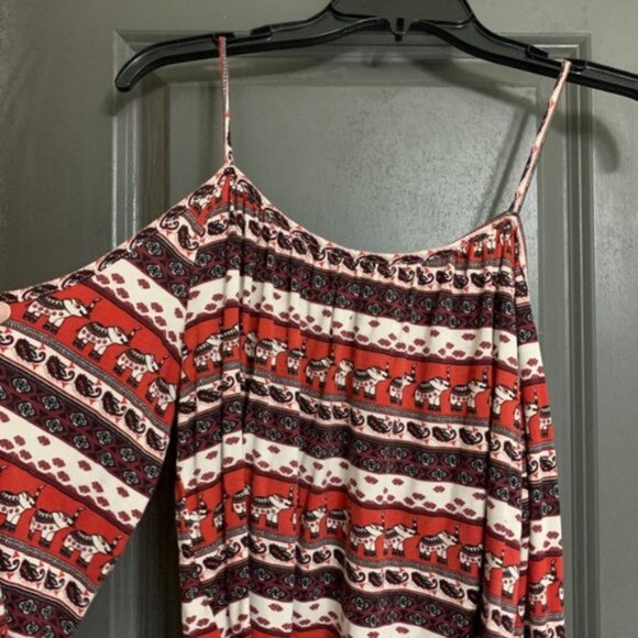 New H&M x Coachella elephant tribal festival bohemian boho cold shoulder blouse - Picture 10 of 14